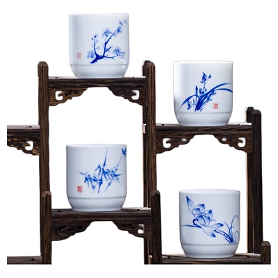 茶杯手绘功夫茶杯陶瓷大号手工