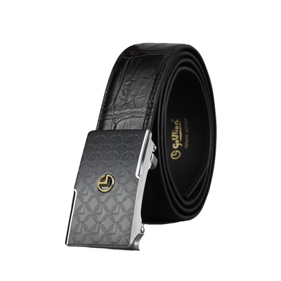 自动扣鳄鱼皮男士金利来不锈钢