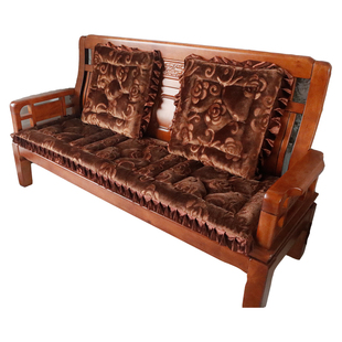 秋冬加厚毛绒垫子中式老式红实木单双三人位组合沙发垫防滑长椅垫