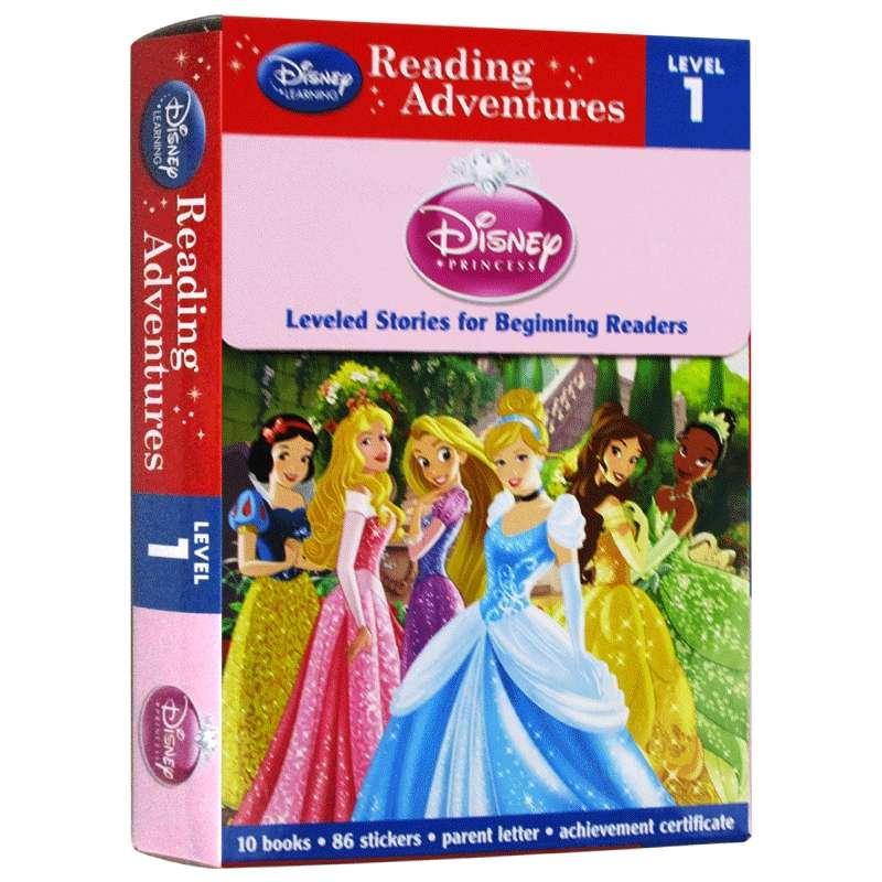 迪士尼阅读大冒险套装10册 英文原版 Reading Adventures Disney Princess 白雪公主灰姑娘睡美人美女与野兽 英文版儿童英语图画书