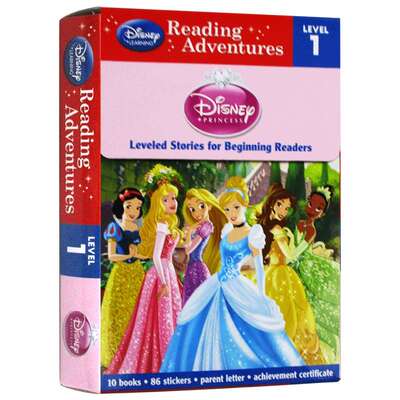 迪士尼阅读大冒险套装10册 英文原版 Reading Adventures Disney Princess 白雪公主灰姑娘睡美人美女与野兽 英文版儿童英语图画书