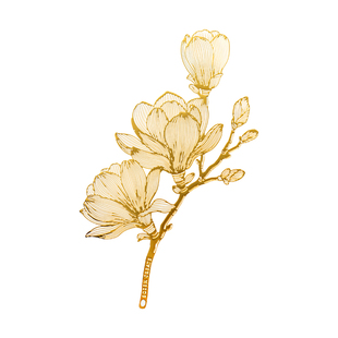 手心里旅入花间玉兰金属书签黄铜18K金文创生日礼物高档精致定制