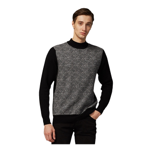 圣雪绒秋冬新品羊绒衫男半高领岩石纹提花加厚休闲大码针织衫