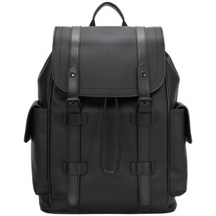 新款休闲背包男士商务旅行高级感大容量书包男款皮革双肩包电脑男