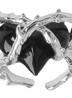 欧美朋克风辣妹黑色女荆棘戒指