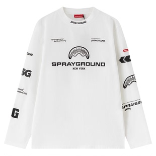 Sprayground 鲨鱼嘴美式街头多元素满印休闲上衣宽松街头长袖T恤