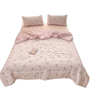 晚安猫ins舒适亲肤小花边夏被可爱卡通柔软空调被子夏凉被薄被