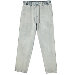 905杰克琼斯男装新款仿针织锥形浅蓝松紧腰牛仔裤男款长裤子秋季