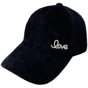 帽子女韩版潮秋冬天带钻水钻鸭舌帽保暖百搭棒球帽街头时尚毛绒帽