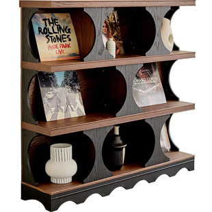 哈迪德复古实木展示柜客厅2025年新款矮书架半墙书柜玄关柜装饰柜