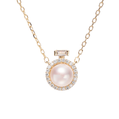 2021年夏季扁圆银镶嵌珍珠项链