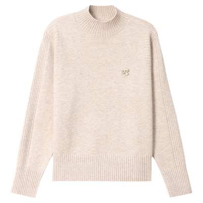 恒源祥半高领毛衣女短款针织衫