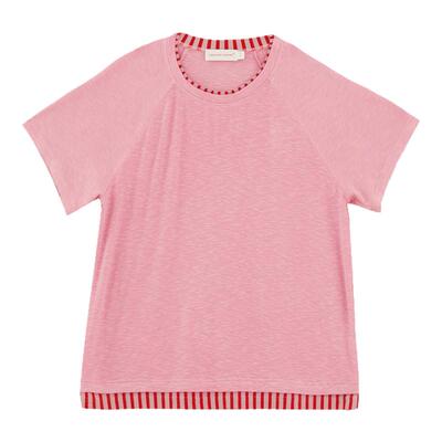 蜜桃休闲短袖阁兰秀假两件