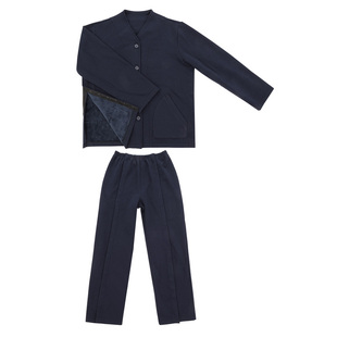 加绒护理服易穿易脱男骨折术后老人康复保暖病号服秋冬按扣家居服