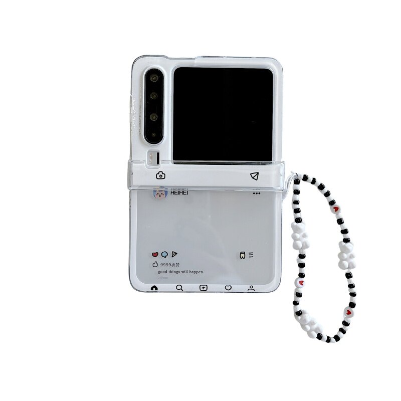 韩式极简翻盖链条防摔手机壳