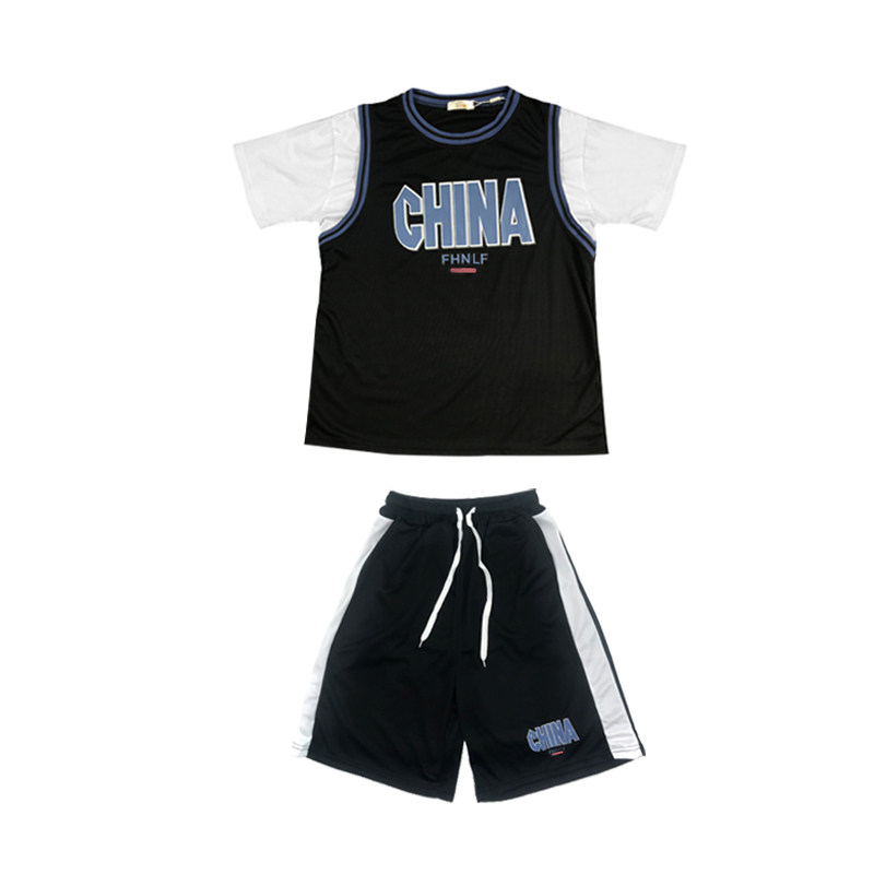 夏季超火速干韩版情侣假两件班服