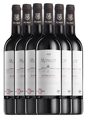 梦陇法国波尔多原瓶进口干红葡萄酒红酒750ml整箱6瓶官方旗舰店