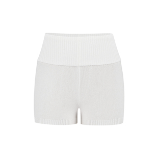 MosesQueen魔西女王白色低腰针织短裤女秋冬外穿紧身显瘦打底热裤
