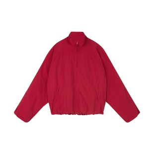 WassupHouse红色花苞廓形夹克外套女短款美式运动时尚防水训练服