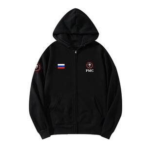 俄罗斯瓦格纳雇佣兵集团军事迷拉链开衫卫衣薄款男女加绒外套帽衫