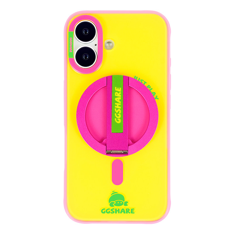 寄居蟹原创艺术色块iphone17磁吸手机壳带支架16适用苹果15promax新款14折叠手机支架超手腕绳小众男女情侣款