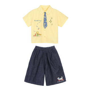 小O宝Okids男童套装夏季帅气小王子衬衣短袖短裤男宝生日穿搭夏装