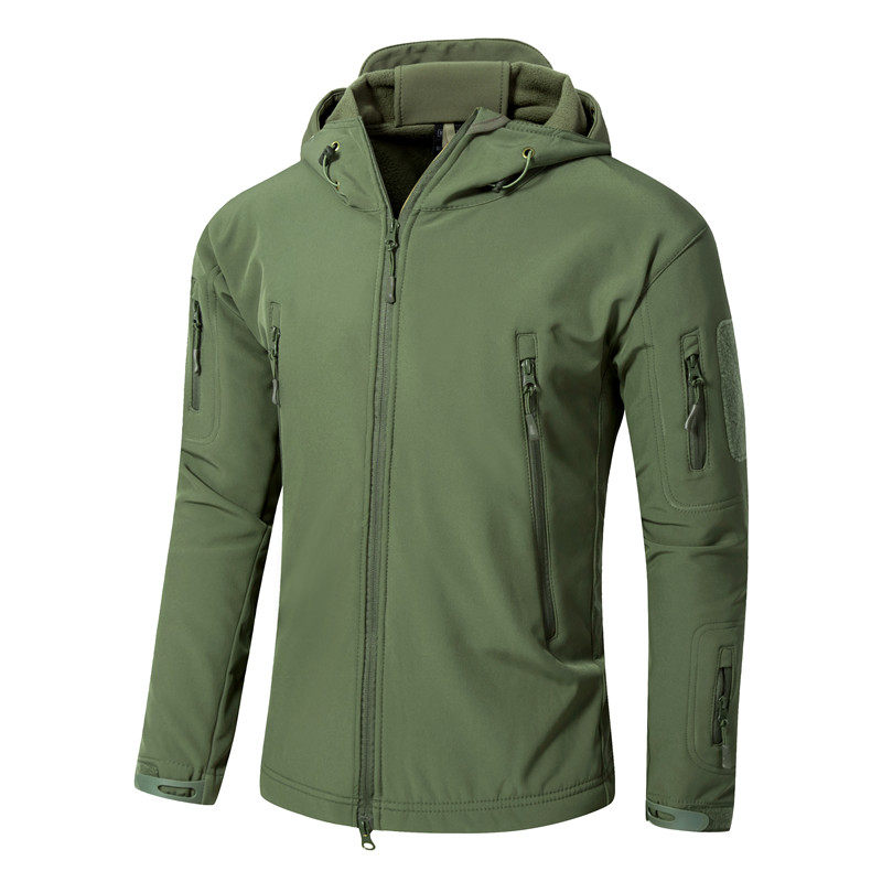 狙风户外鲨鱼皮软壳冲锋衣外套 加绒保暖登山服 钓鱼服个性情侣款