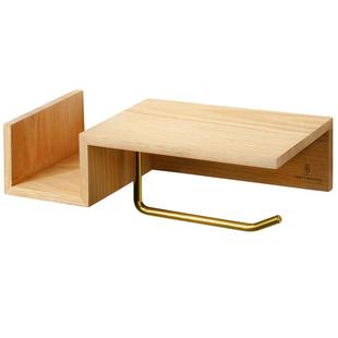 创意免打孔胡桃木置物架纸巾盒厕所手纸架卫生间实木纸巾架卷纸架