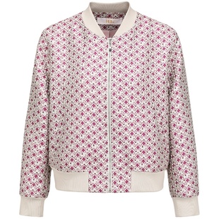 HUI卉涤纶丝艺术时尚提花休闲风棒球服宽松型拉链飞行员外套夹克