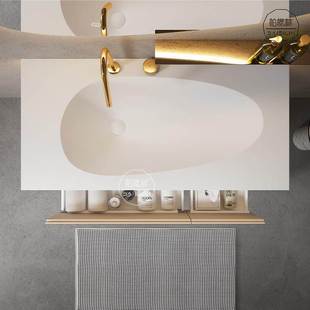 意式 极简可丽耐一体盆浴室柜组合橡木烤漆洗脸盆洗手台智能洗漱台