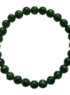 天然透辉石手串链菠菜绿色水晶祖母晶宝石单圈橄榄翠石榴石礼物