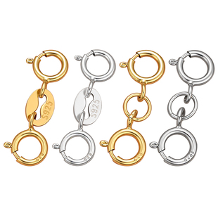 项链防掉神M扣器纯银双头弹簧扣金项链防丢手首饰接头尾连接卡扣