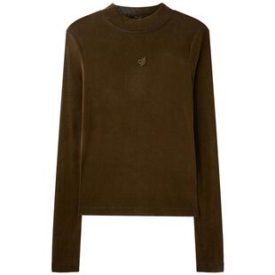 U/TI丝绒绿修身打底衫女百搭设计感亲肤休闲上衣尤缇时尚冬季新款