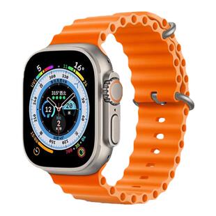 适用applewatchultra苹果手表海洋表带iwatchs8表带男女款夏天高级感硅胶s6/5/4/3代新款弹力扣液态透气运动