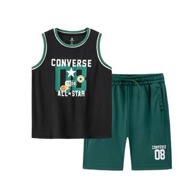 匡威童装男童套装2026夏季新款青少年篮球服背心短裤两件套速干