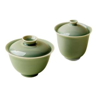 里作 青瓷二才盖碗高端陶瓷功夫茶具薄胎不烫手泡茶碗精致敬茶碗
