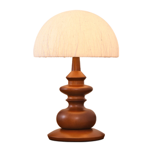 台灯卧室床头灯中古风实木高级感原创2025新款可宅寂风床头台灯