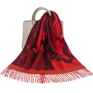 红色围巾2025新款今年流行爆款女士护颈防风保暖围脖高端羊绒披肩