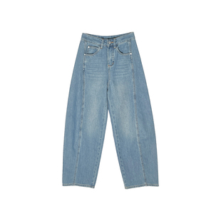 版型天菜！~遮胯阔腿弯刀牛仔裤女2026新款柔软莱赛尔宽松长裤子