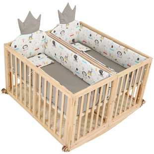 可拆分双胞胎婴儿床拼接大床边床多功能宝宝bb双人新生儿摇篮床童