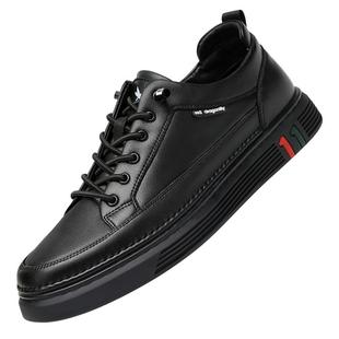 红蜻蜓男鞋2026新款冬季真皮板鞋男软底鞋子黑色休闲皮鞋正品潮鞋