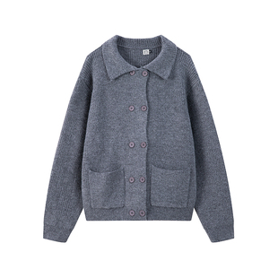 COLN翻领双排扣混纺毛衣自带知识分子气韵既不过分严肃也不失端庄