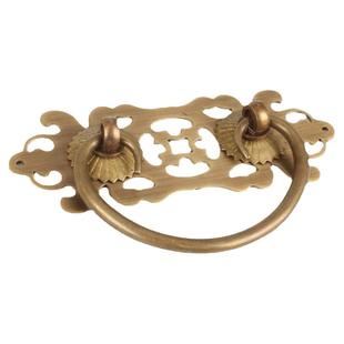 新中式仿古写字台抽屉纯铜拉手明装复古典红木书柜中药柜铜把手