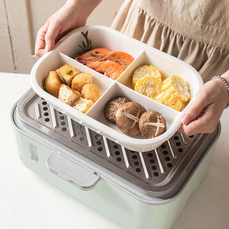 蒸锅专用陶瓷分格盘轻芝士食分盘学生饭便当盒焗上班族餐盘