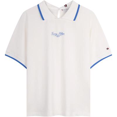 Tommy女装镶边娃娃领短袖POLO衫