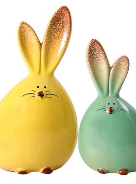 创意动物陶瓷兔子摆件工艺品
