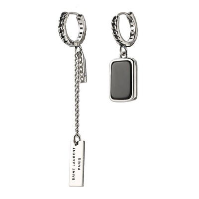 s925纯银方牌字母耳扣小众设计