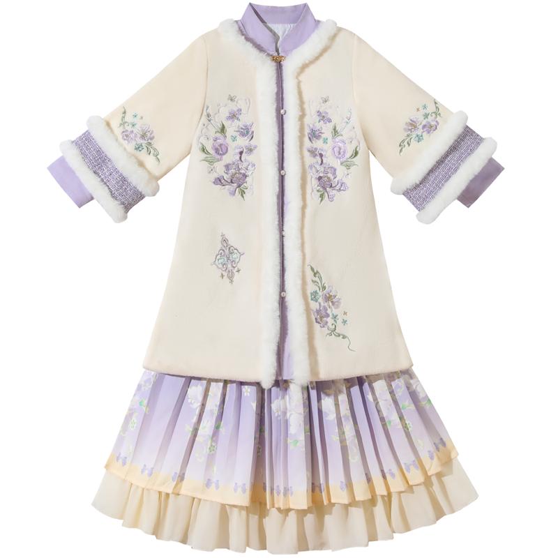汉服秋冬女童连衣裙2026新款加厚过年拜年服儿童冬季国风唐装裙子