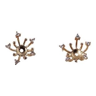 电泳纯铜高保色花芯花蕊镶锆石花心花托古风发簪diy饰品材料配件