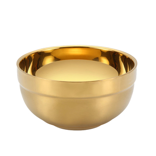 金碗筷三件套304不锈钢金色饭碗宝宝周岁食福碗认干亲碗筷勺刻字